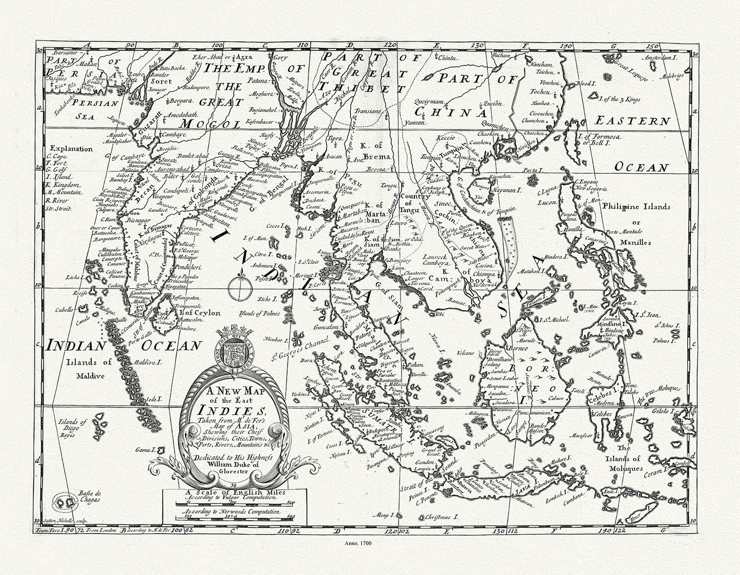 Asia: A New Map of the East Indies, Wells auth, 1700