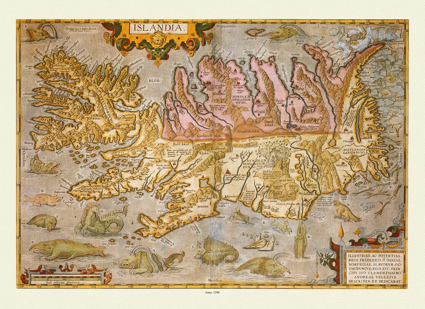 Atlantic Ocean: Iceland, Theatrum Orbis Terrarum, 1590, Ortelius auth.