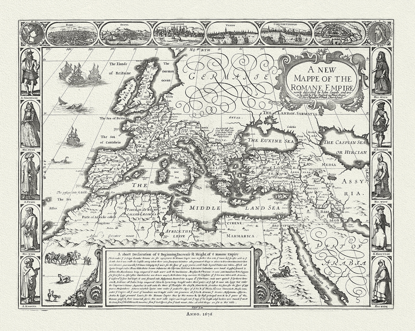 Roman Empire: New Mappe of the Romane Empire, 1676, Speed auth.
