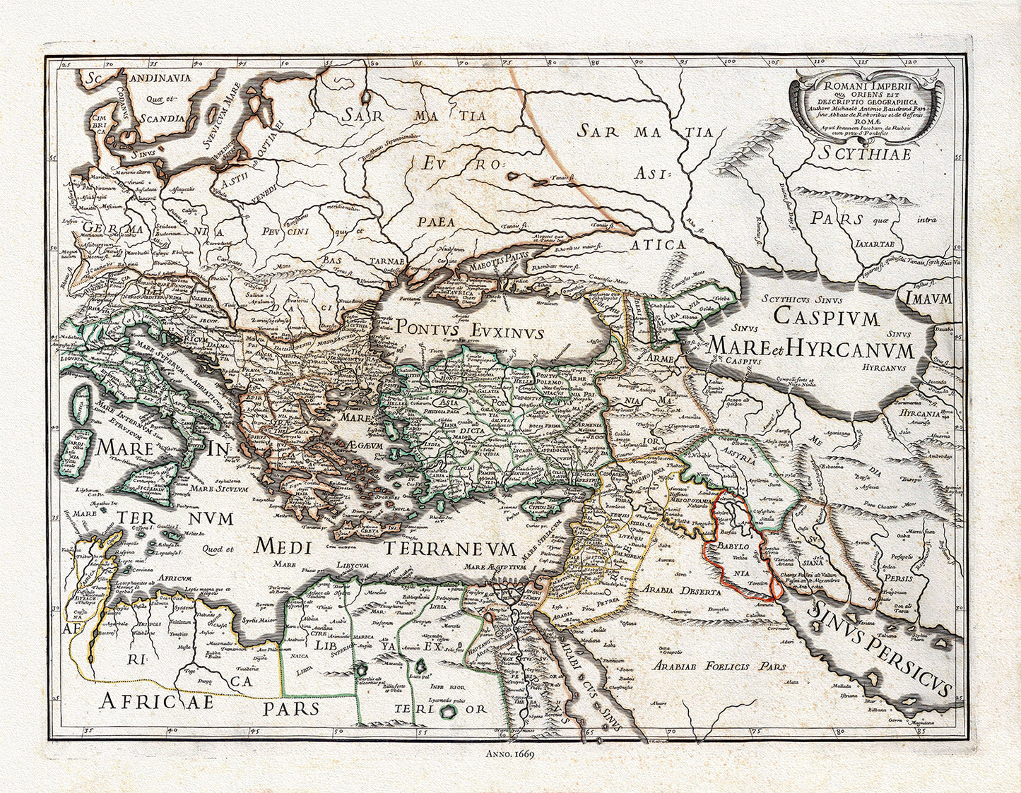Roman Empire: Rossi, Romani Imperii Qua Oriens est Descriptio geographica (Roman Empire), 1669
