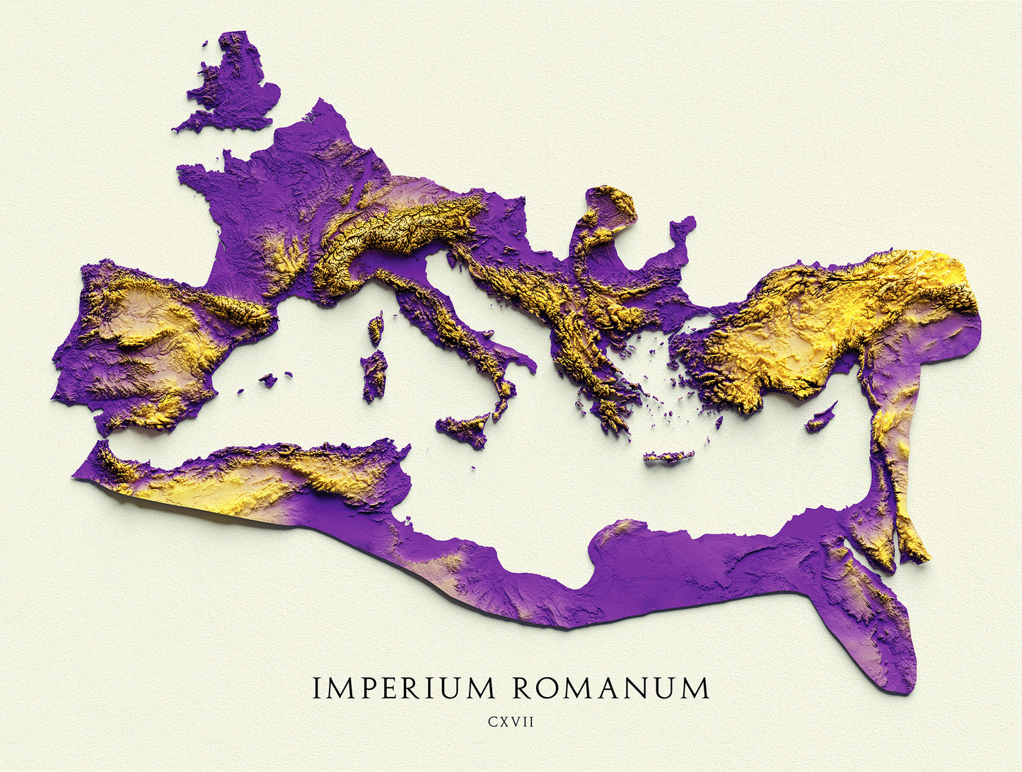 Roman Empire: The Roman Empire, A Modern Map, Shaded Relief