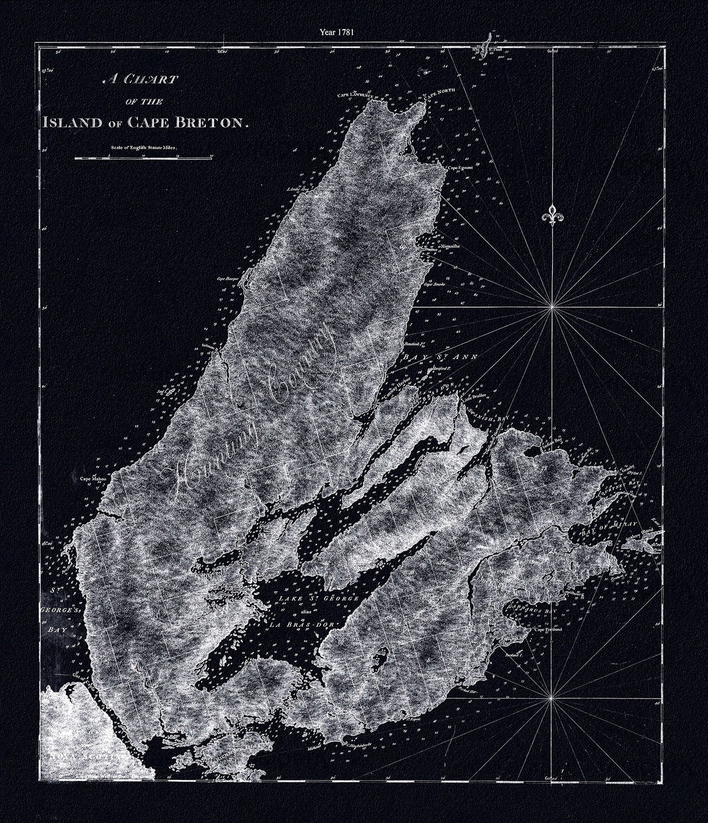 A chart of the island of Cape Breton, Nova Scotia,1781, Des Barres auth. Ver. BWI - The Map Chest