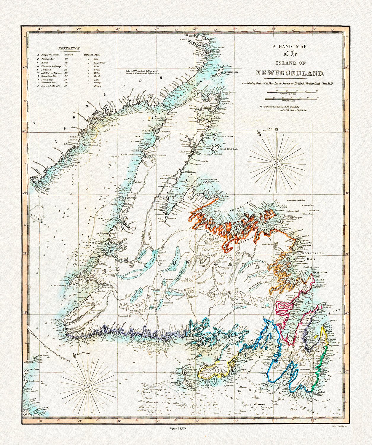 A Hand Map of the Island of Newfoundland, Findlay auth.,1859 - The Map Chest