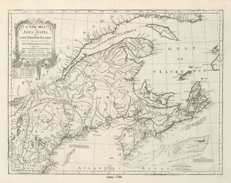 A New Map of Nova Scotia and Cape Breton Island with the adjacent parts of New England and Canada, 1786, Cook - The Map Chest