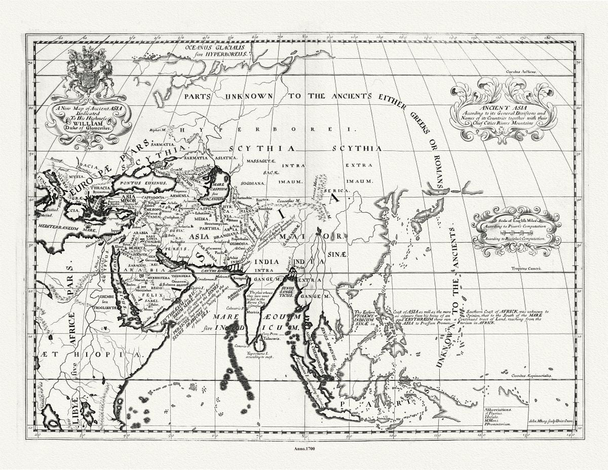 Asia: A New Map of Ancient Asia, Wells auth., 1700 - The Map Chest
