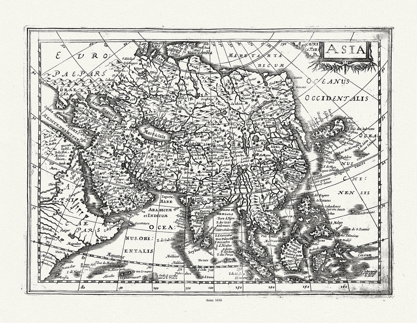 Asia: Asia, Mercator et al. auth., 1636 - The Map Chest