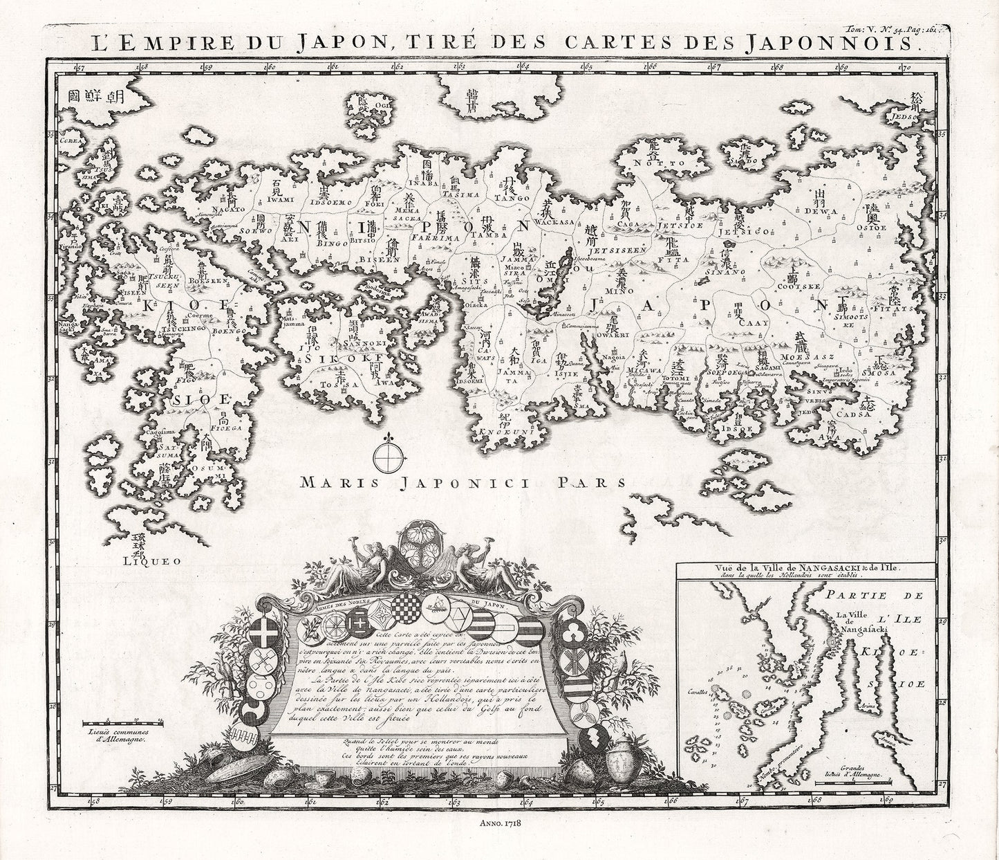 Asia: Japan: Henri Chatelain - Tome V. No. 54. Page 161. L'Empire du Japon, Tire des Cartes des Japonnois, 1718 - The Map Chest