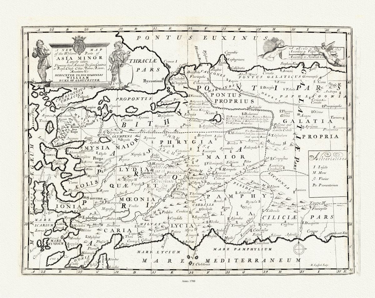 Asia Minor: A New Map of the Western parts of Asia Minor, Wells auth., 1700 - The Map Chest