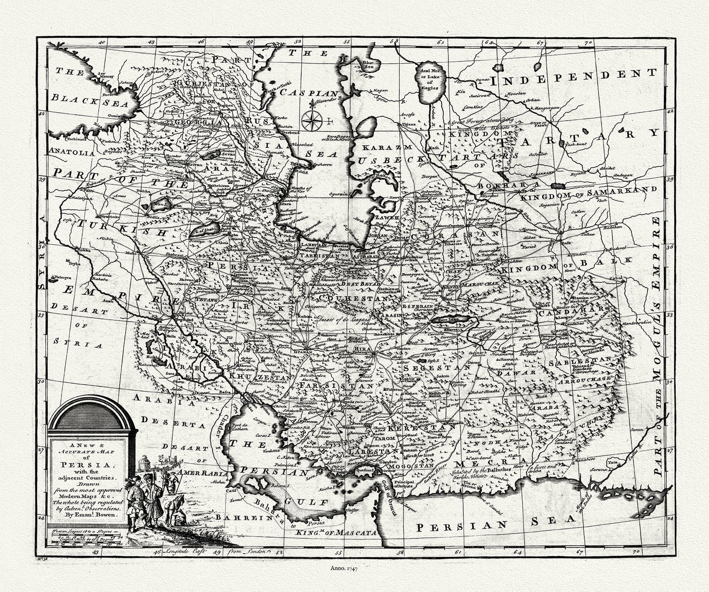 Asia Minor, Bowen - A new & accurate map of Persia, with the adjacent countries,1747, Bowen auth. - The Map Chest