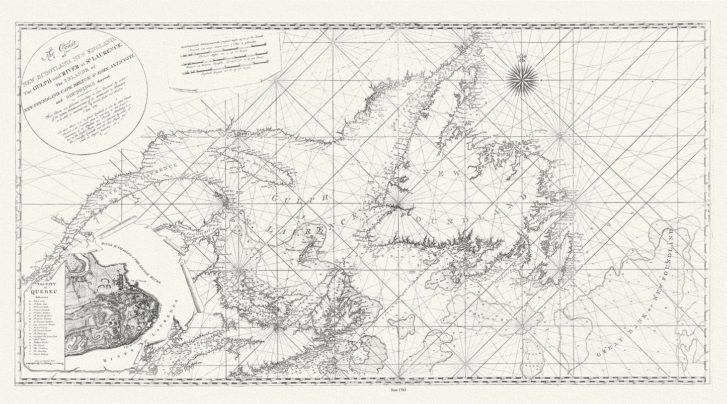 Atlantic Canada: The coast of New Schotland, New England, the gulph and river of St. Laurence, 1783, van Keulen auth. - The Map Chest
