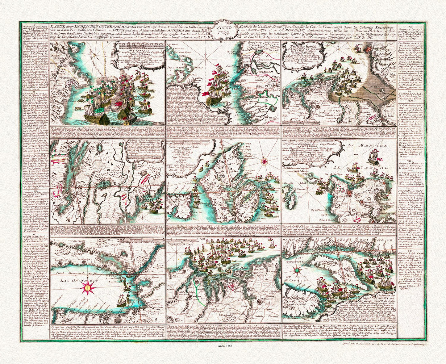 Atlantic Ocean: Frederic, Anglo - French naval encounters in 1758 - The Map Chest
