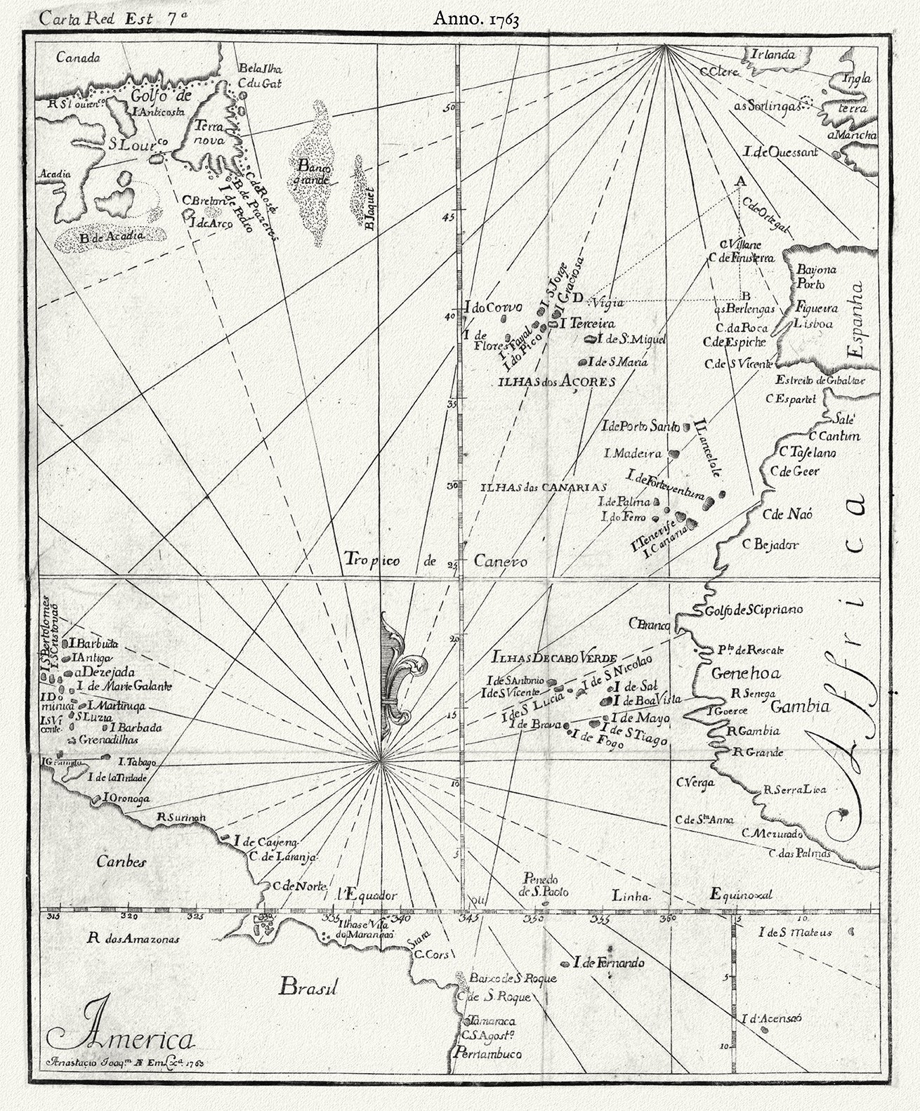 Atlantic Ocean: North Atlantic Ocean, 1763 - The Map Chest