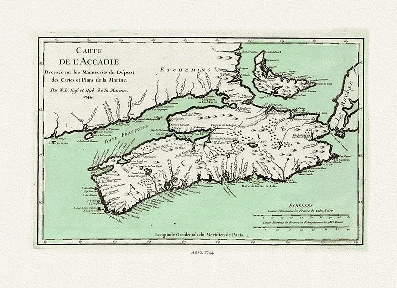 Bellin, Carte de l'Accadie, 1744, repl - The Map Chest