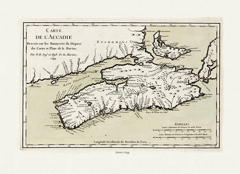 Bellin, Carte de l'Accadie, 1744, repl - The Map Chest