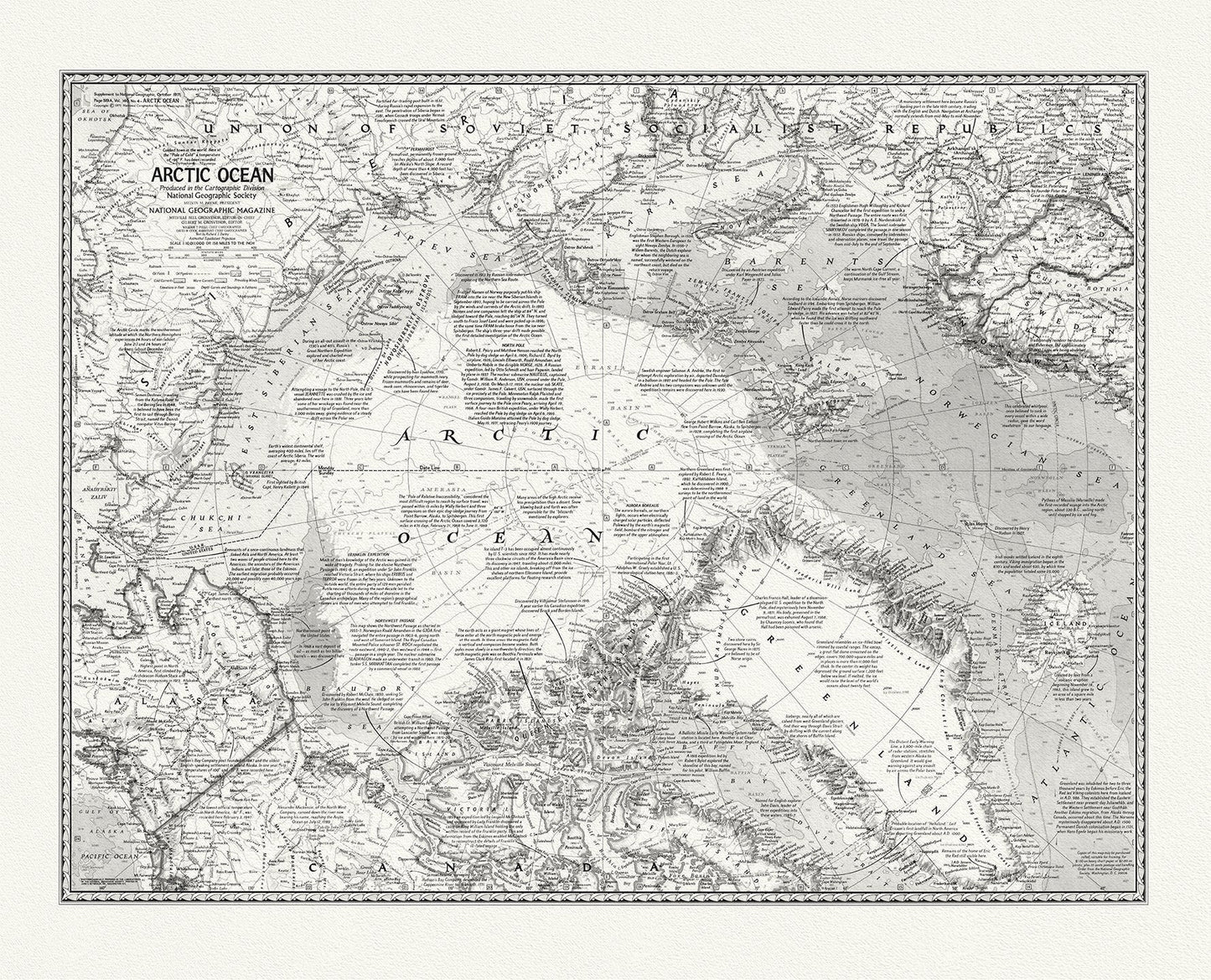 Canada: Arctic, Northern and Polar Exploration: Arctic Ocean, National Geographic, 1971 - The Map Chest