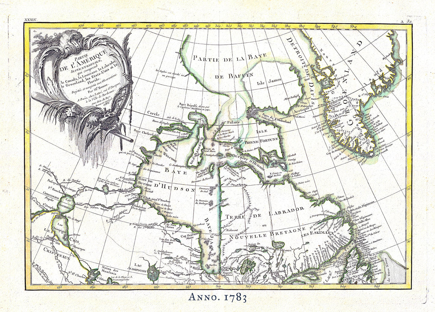 Canada: Arctic, Northern and Polar Exploration: Canada North, Rigobert Bonne auth., 1783 - The Map Chest