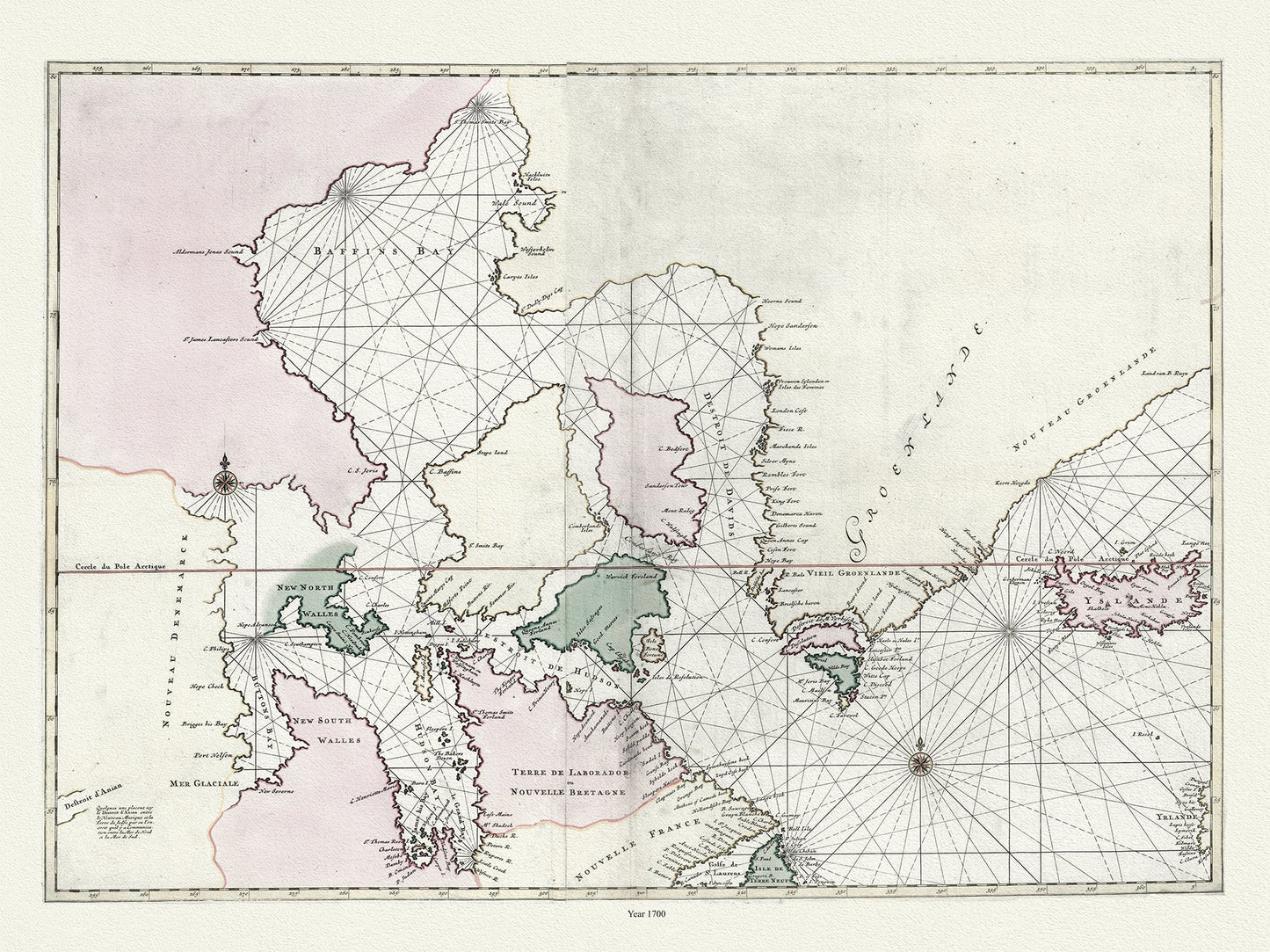 Canada: Arctic, Northern and Polar Exploration: Carte particulière de l'Amerique septentrionale ou sont compris le destroit de Davids, le destroit de Hudson, Mortier auth.,1700 - The Map Chest