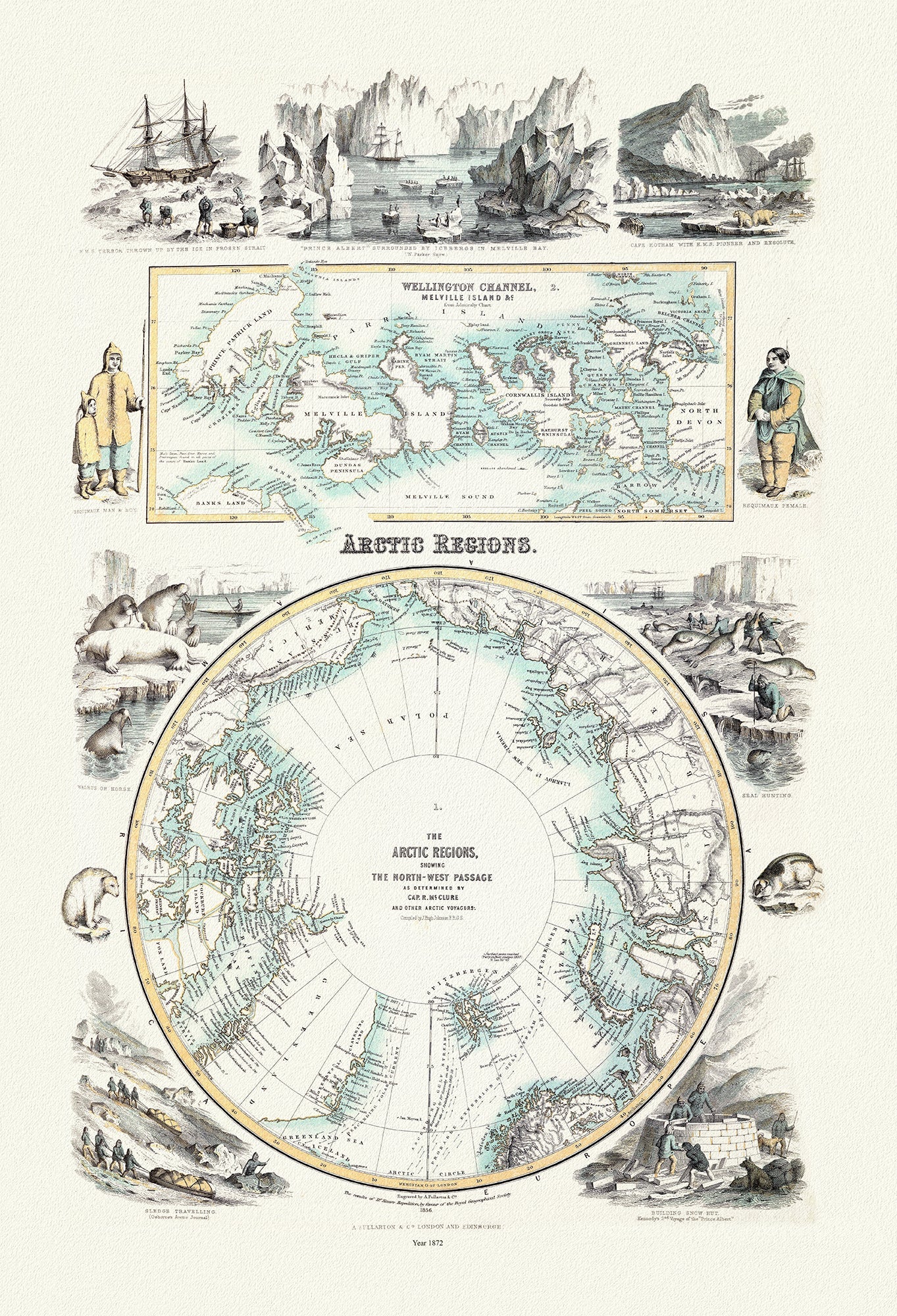 Canada: Arctic, Northern and Polar Exploration: Fullarton, Arctic Regions, 1872 - The Map Chest