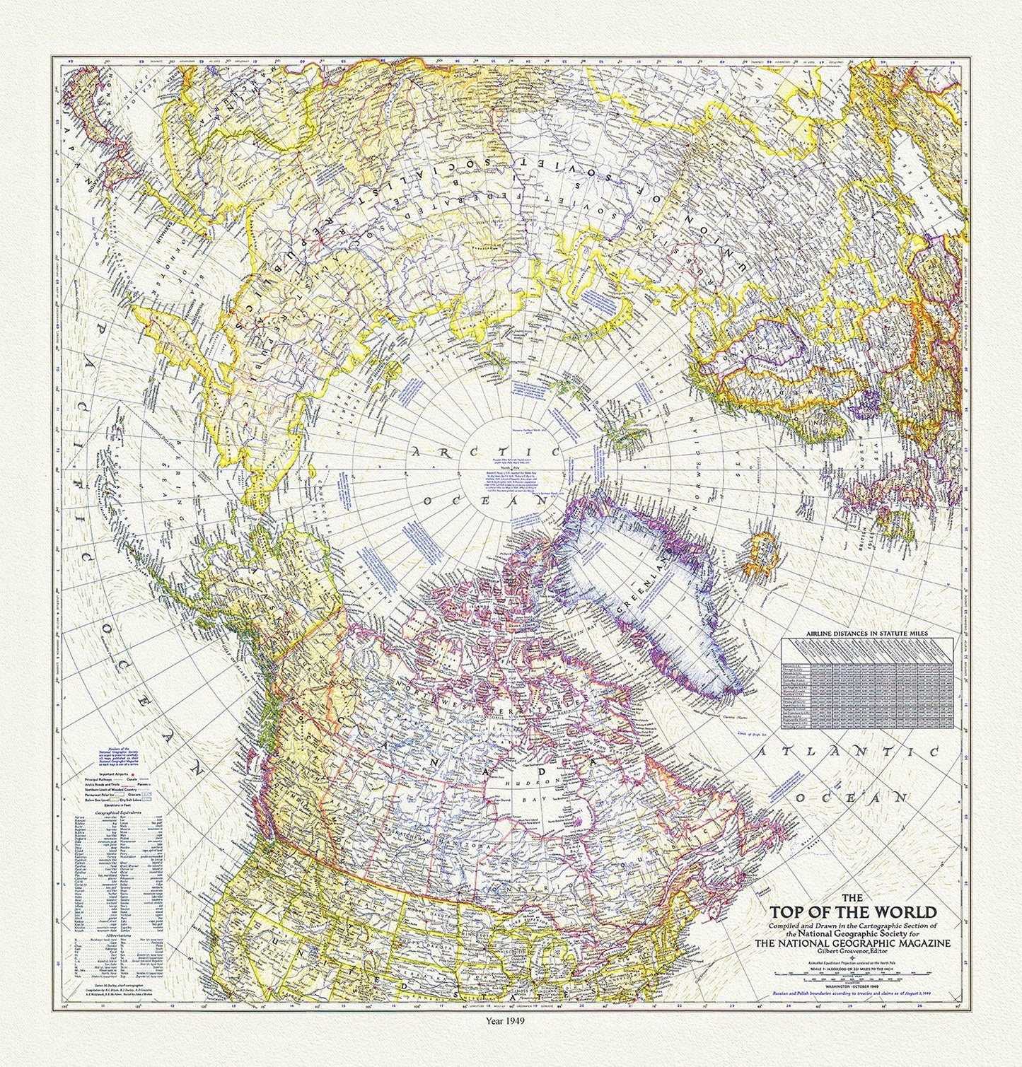 Canada: Arctic, Northern and Polar Exploration: The Top of the World, National Geographic Society, 1949 - The Map Chest
