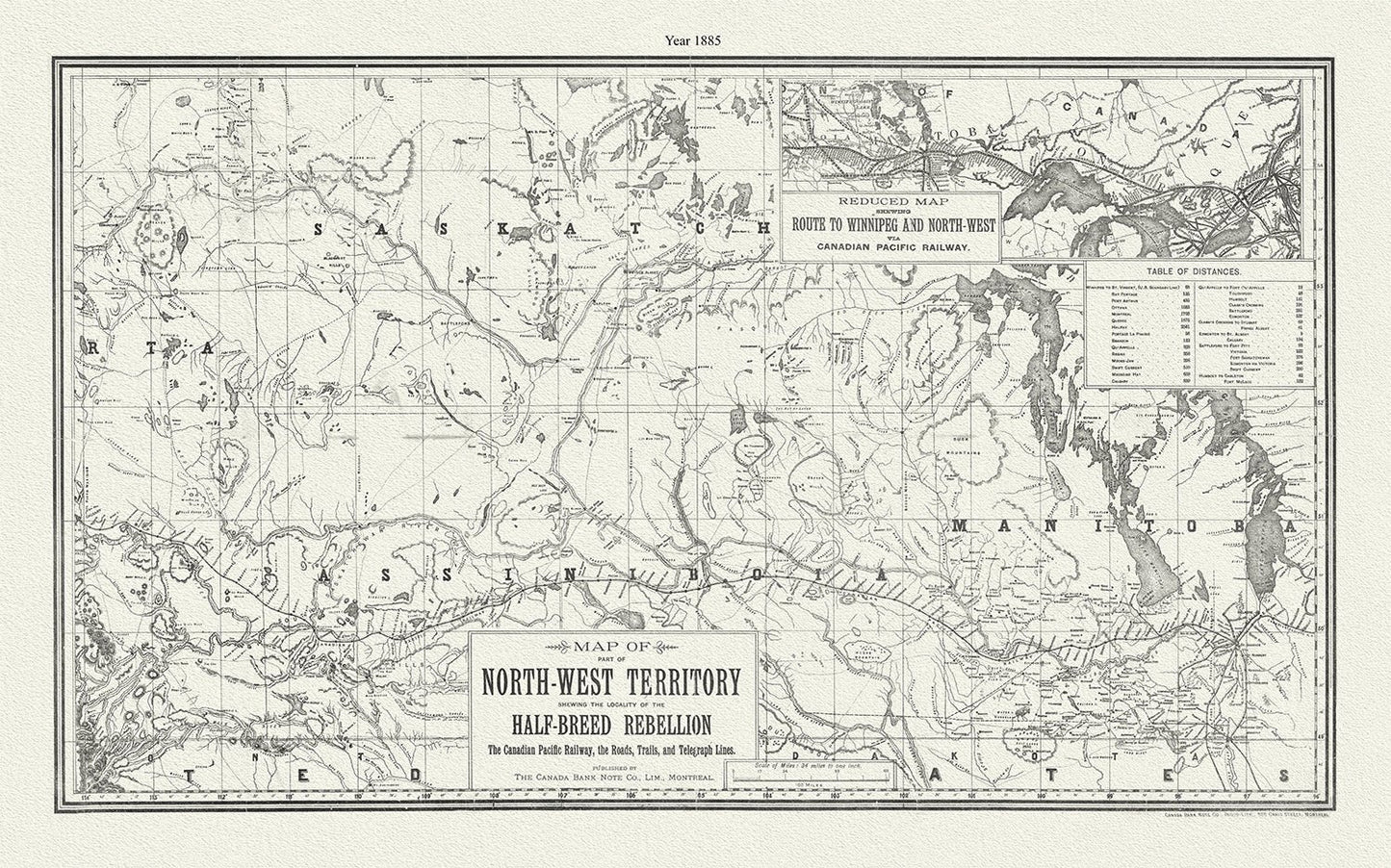 Canada First Peoples: This map shows the geographic area of the uprising by the Métis people from 1885, known as the North - West Rebellion, or Half - Breed Rebellion. - The Map Chest