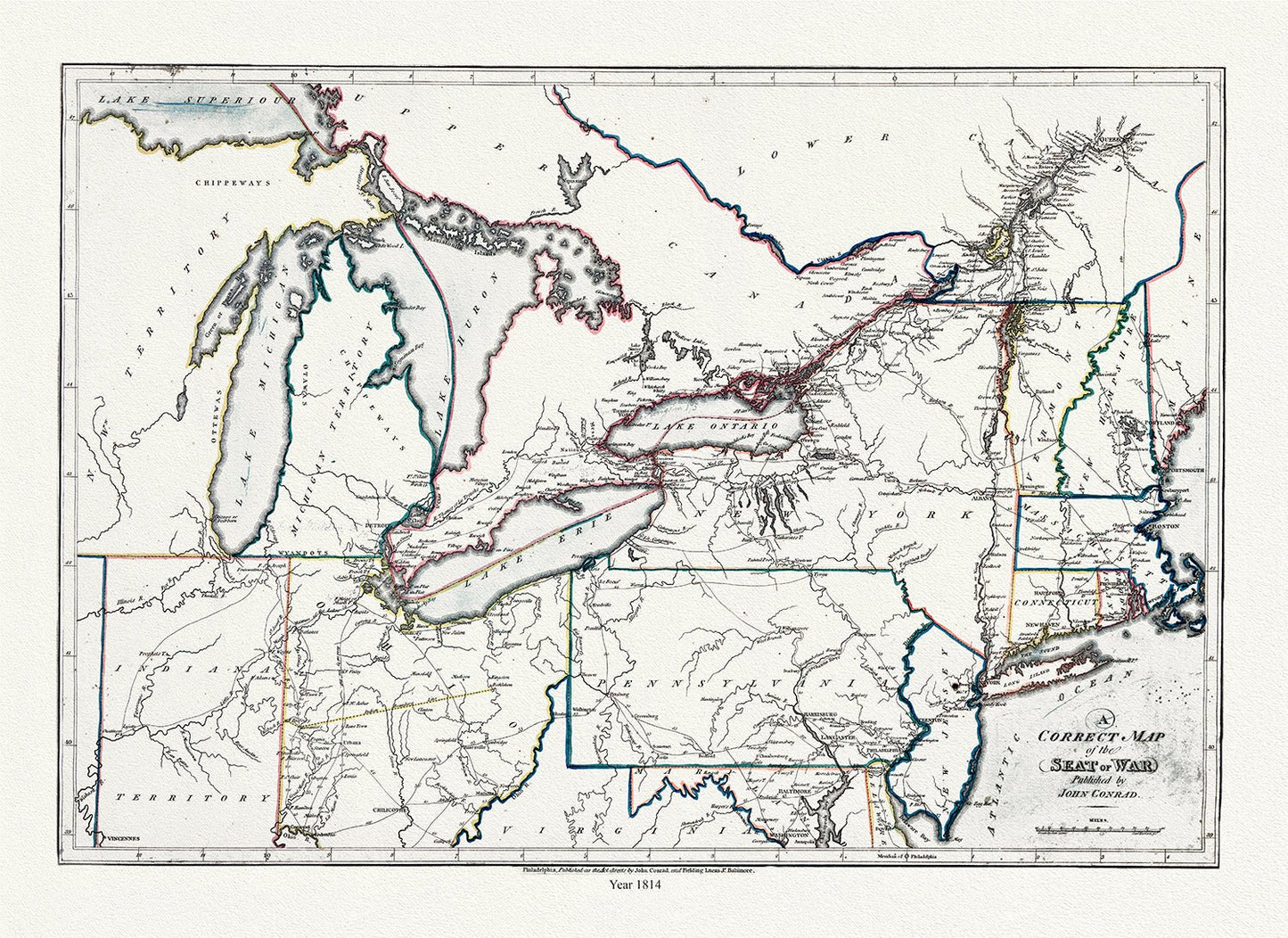Canada: Great Lakes: Conrad et Lewis, A correct map of the seat of war, 1812 - The Map Chest