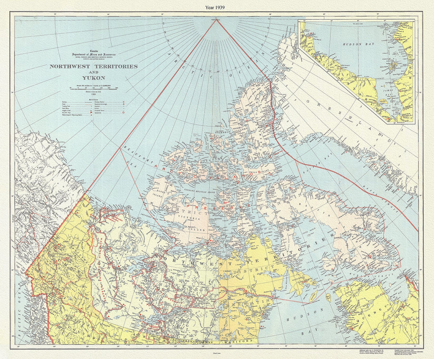Canada: North and West: A General Map of Northern Territories and Yukon, Canada Department of Mines and Resources, 1939 - The Map Chest