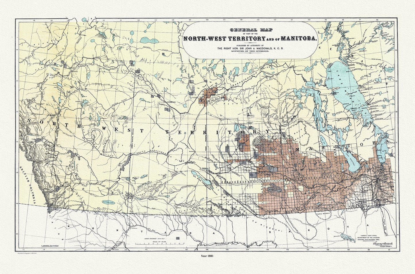 Canada: North and West: General map of the North - West Territory and Manitoba,1881 - The Map Chest