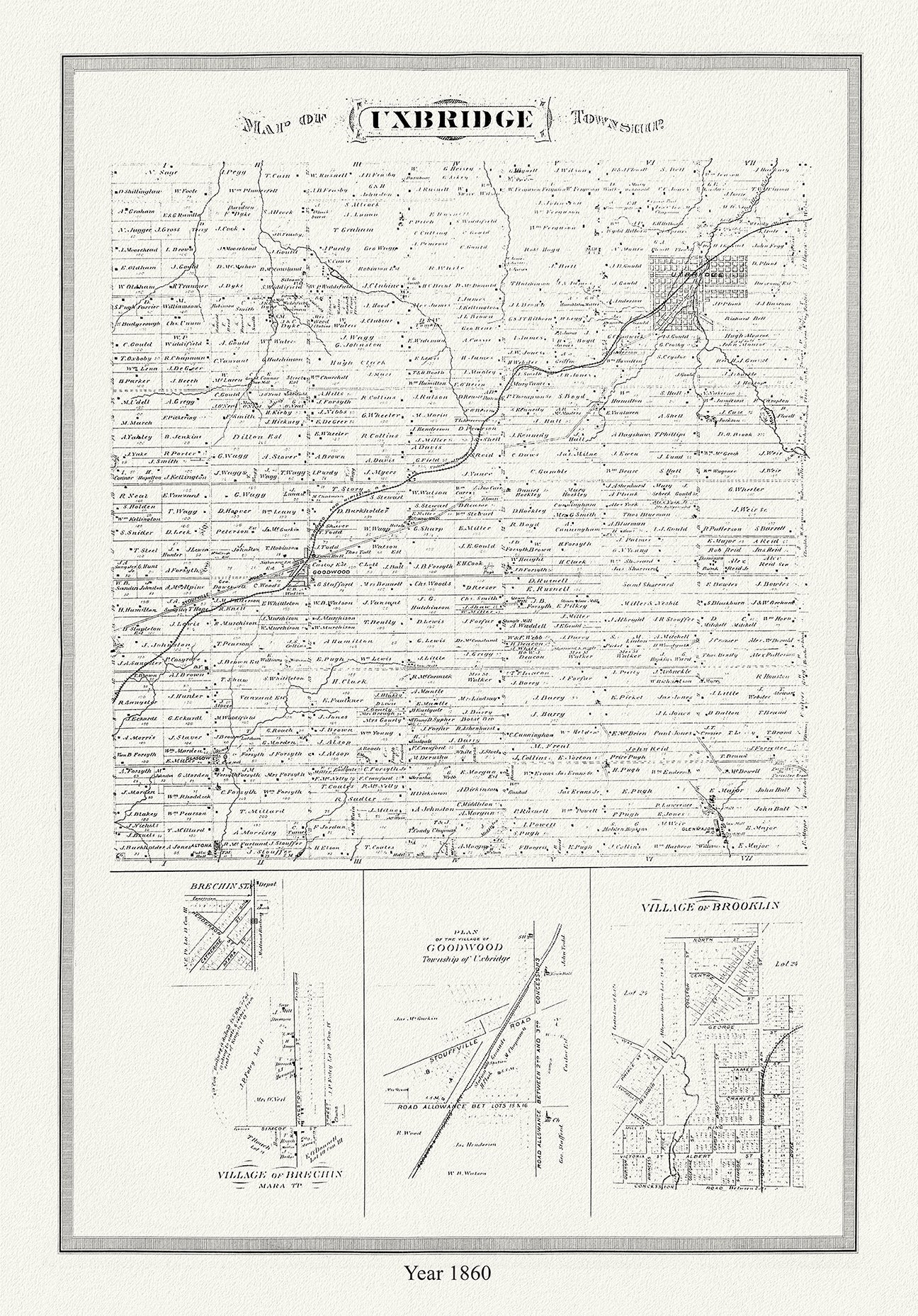 Canada: Ontario: Uxbridge Township, Ontario County, 1860 - The Map Chest