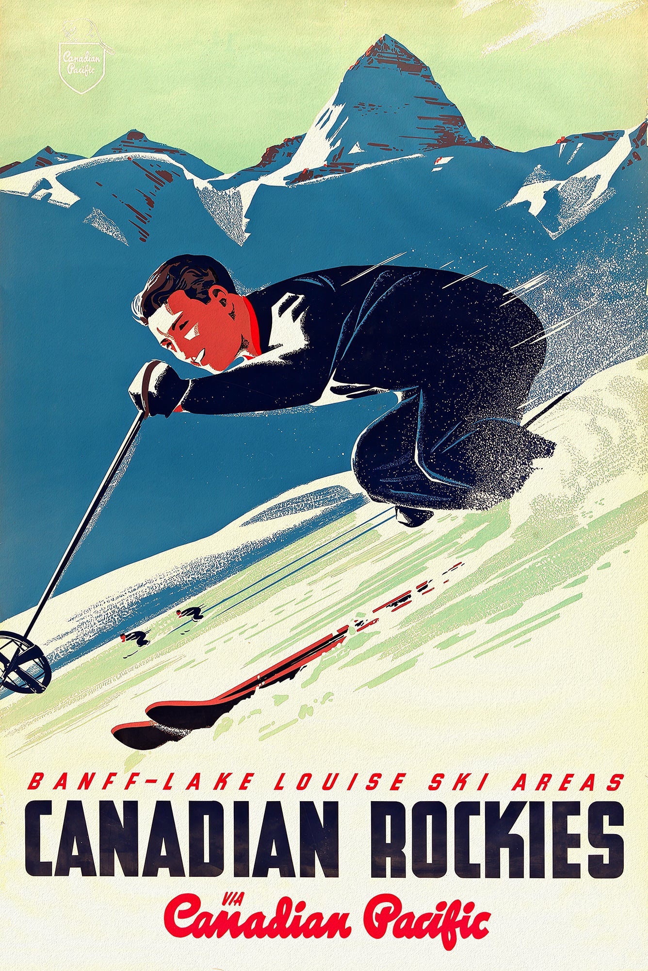 Canada: Posters: Travel: Ski, Skiing: Canadian Pacific, Banff - Lake Louise Ski Areas - The Map Chest