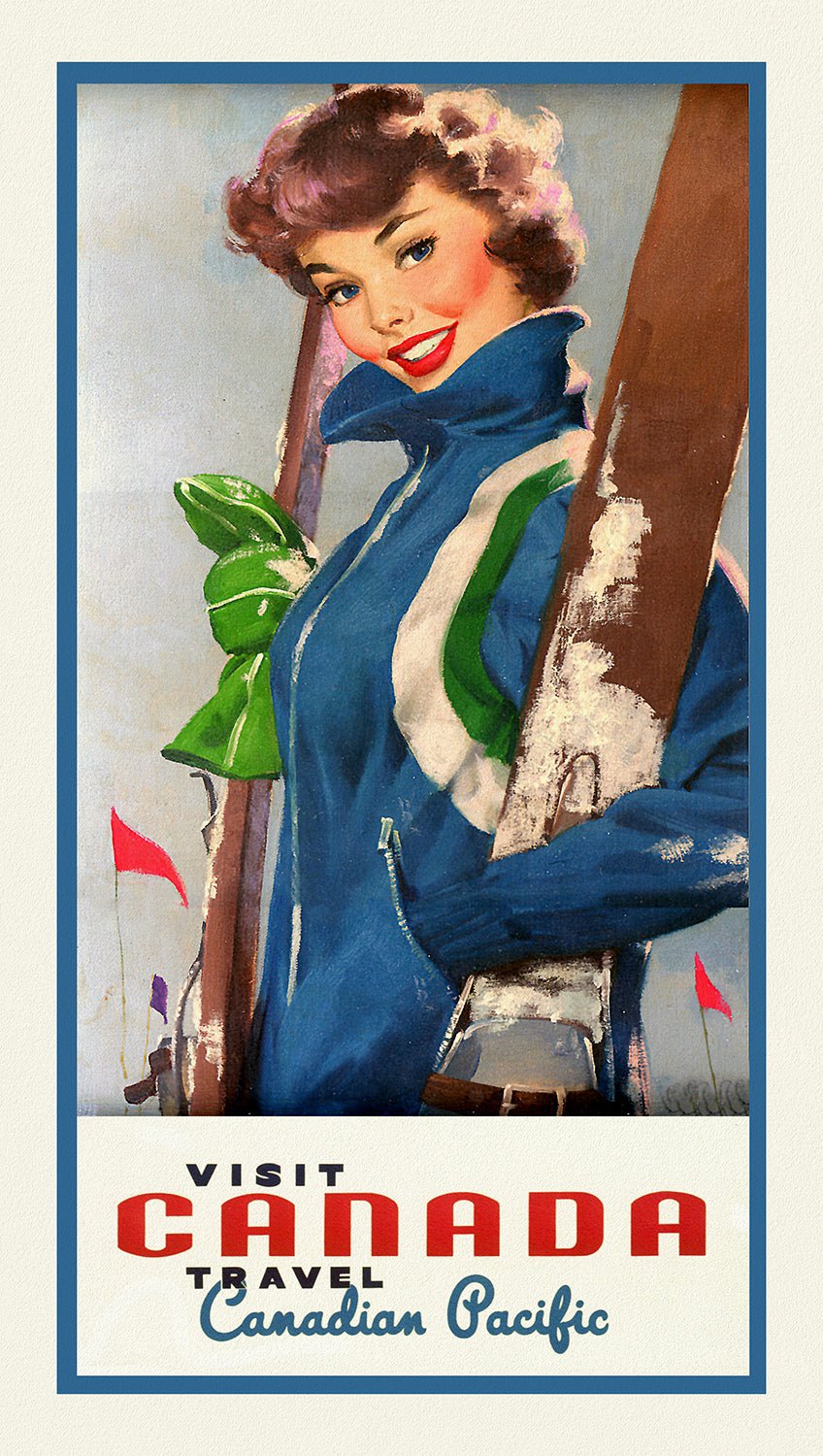 Canada: Posters: Travel: Ski, Skiing: Canadian Pacific, Visit Canada, Ver. XII - The Map Chest