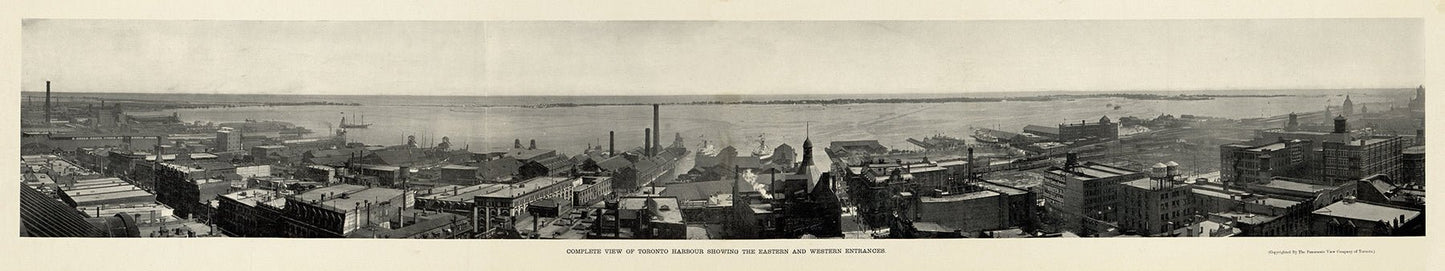 Canada: Toronto Maps: Waterfront: Complete view of Toronto harbour showing the eastern and western entrances.1910 - The Map Chest