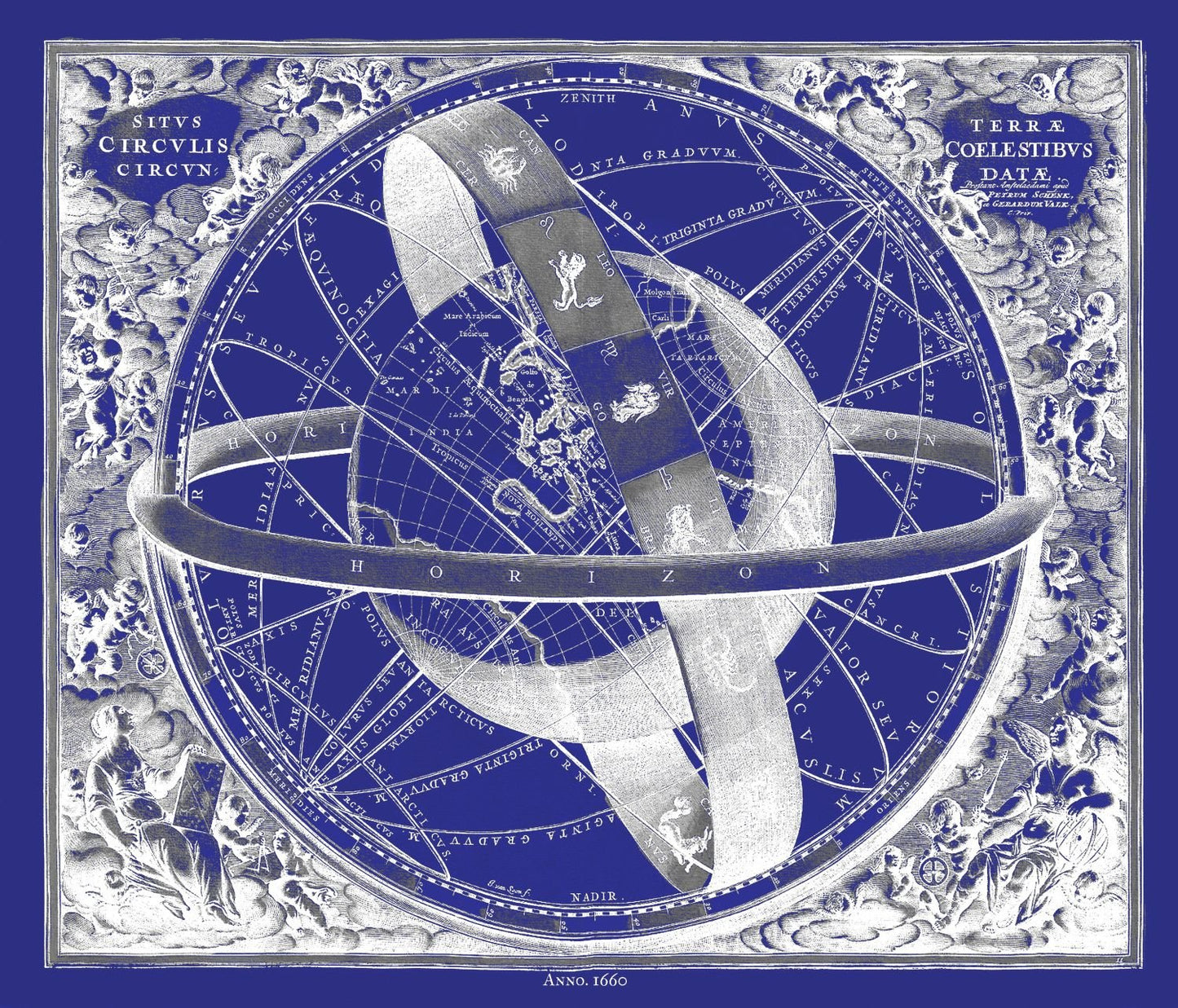 Celestial: Cellarius, Harmoni Macrocosmica XI, 1660 Cyanotype - The Map Chest