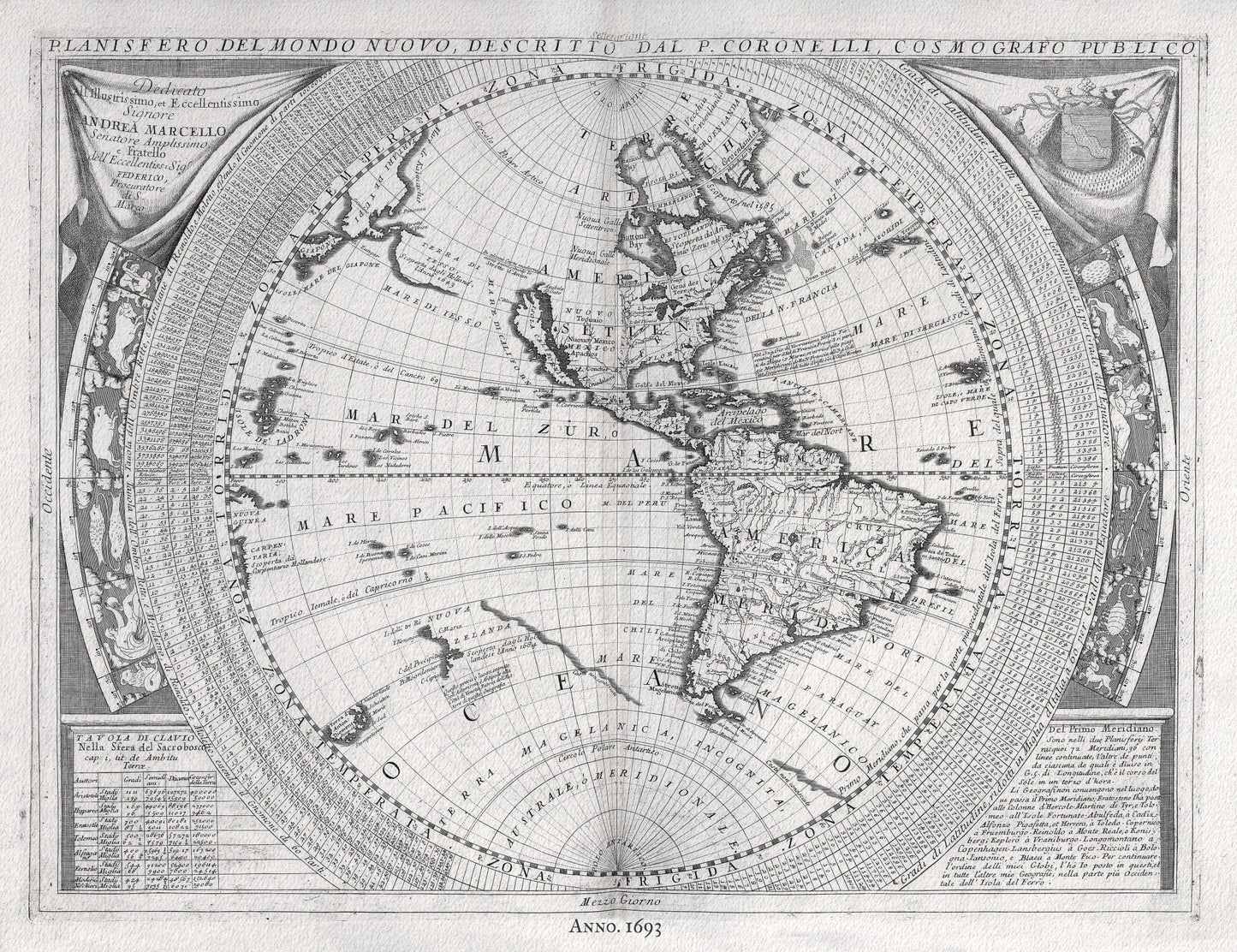 Celestial: Coronelli, Celestial & World III, 1693, - The Map Chest