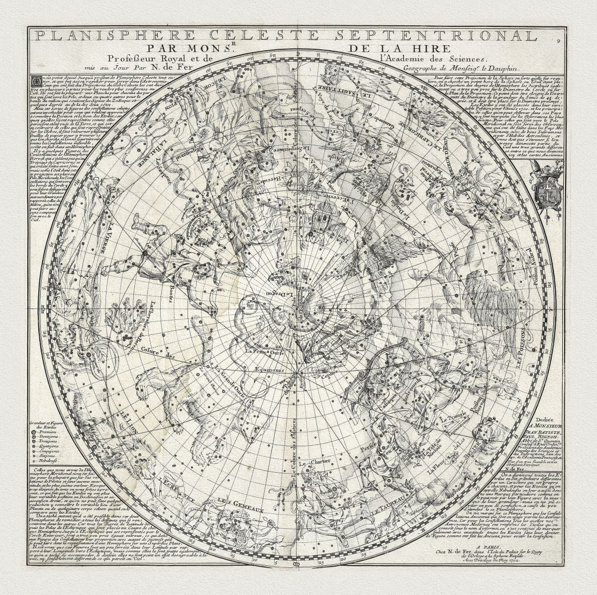 Celestial: Fer, Northern Celestial Planisphere, 1705 - The Map Chest