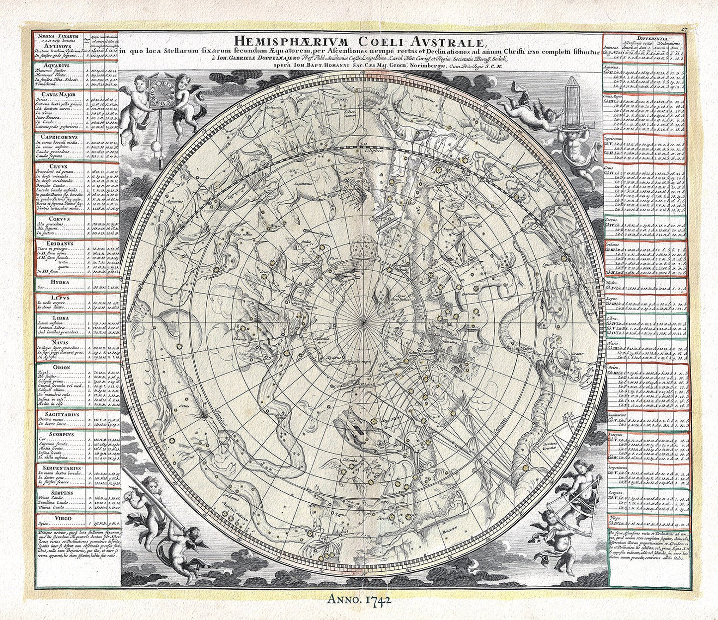 Celestial: Hemisphaerium Coeli Australe, Doppelmayr auth. - The Map Chest