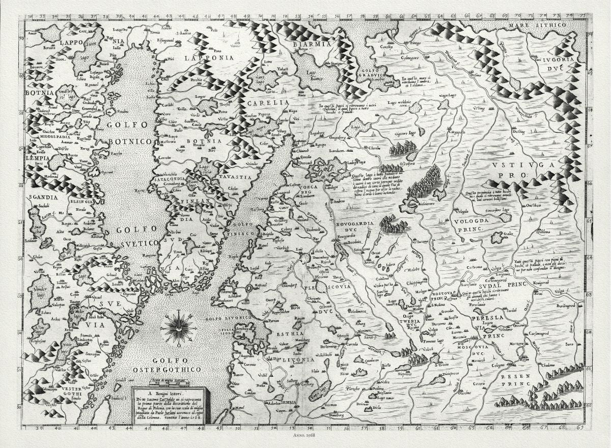 Europe: Baltic Countries: Gastaldi, Scandinavia, 1568 - The Map Chest