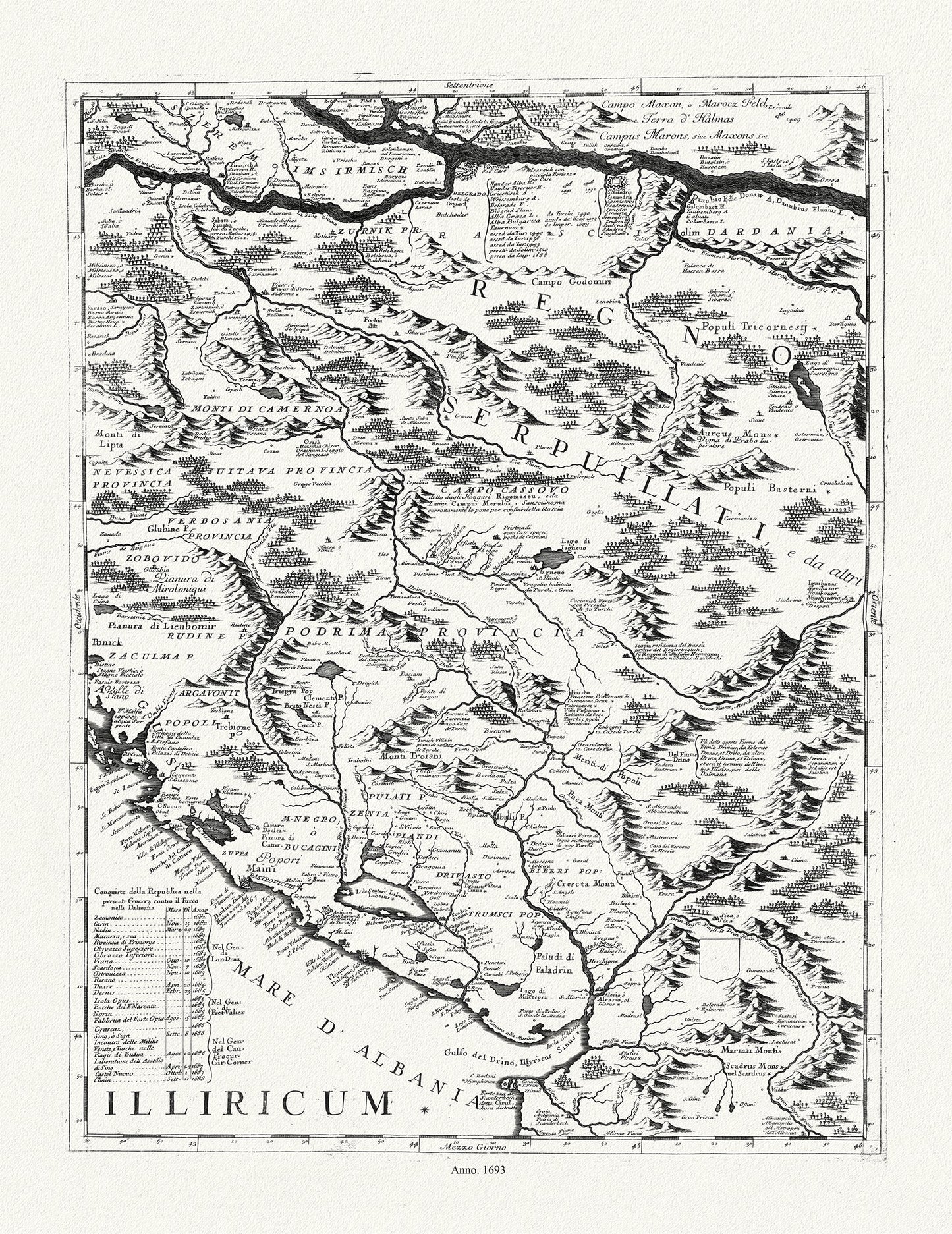 Europe: East: Danube River Valley: Coronelli (Vicenzo 1650 - 1718), Corso del Danubio (Planche 2 de 6), 1693 - The Map Chest