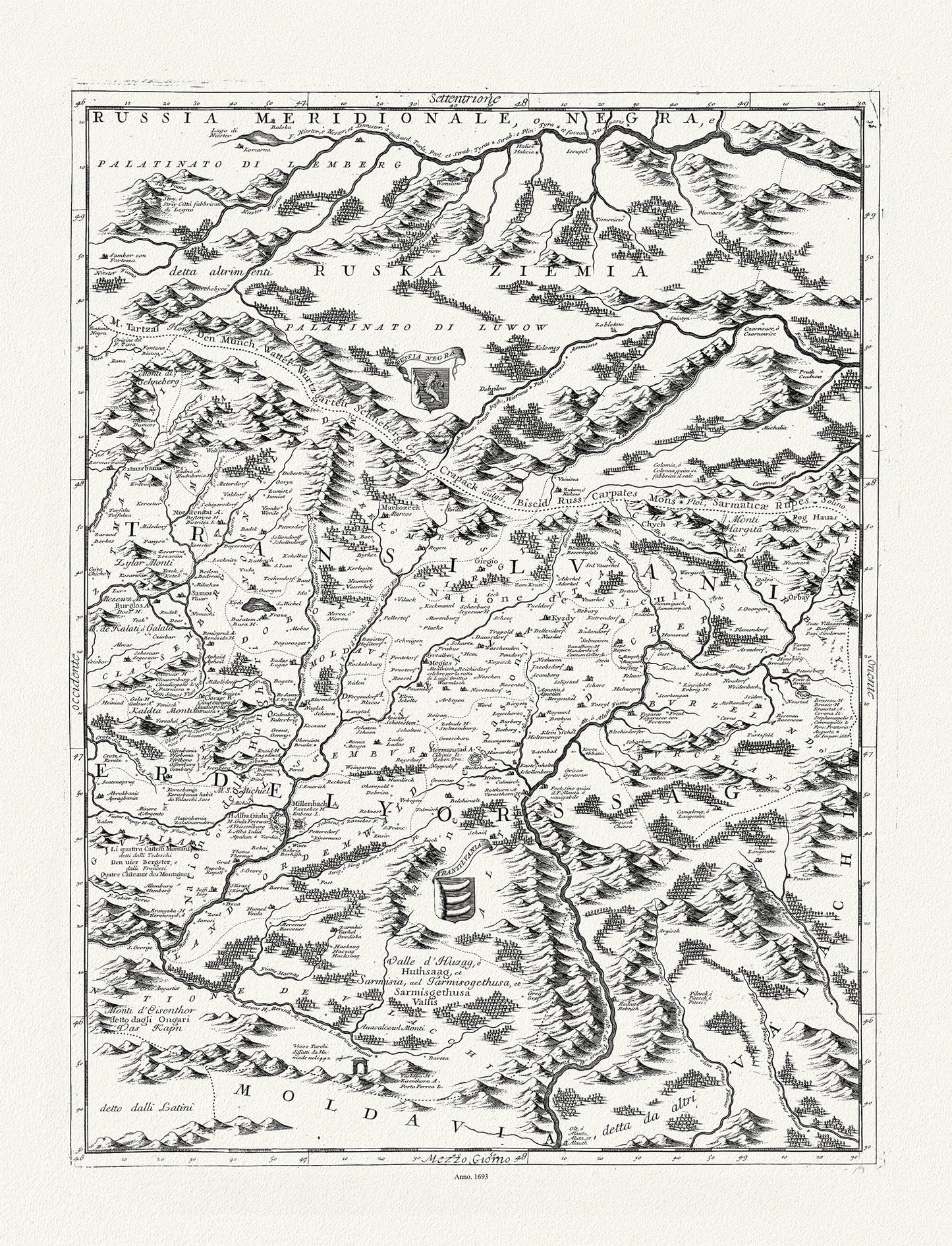 Europe: East: Danube River Valley: Coronelli (Vicenzo 1650 - 1718), Corso del Danubio (Planche 6 de 6), 1693 - The Map Chest
