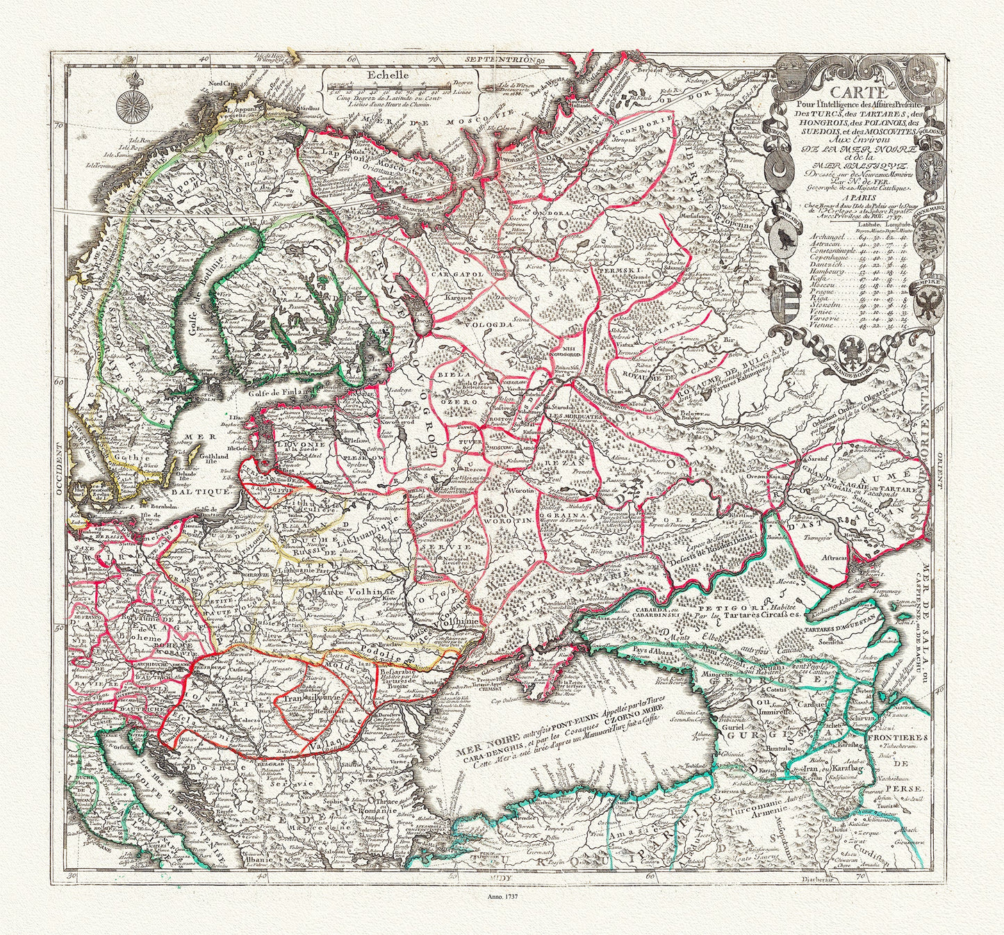 Europe: East: Fer, (Nicolas de, 1646 - 1720), Carte Pour l'Intelligence des Affaires Presente Des Turcs, des Tartares, de Hongrois, des Polonois, des Suedois, et des Moscovites, 173 - The Map Chest