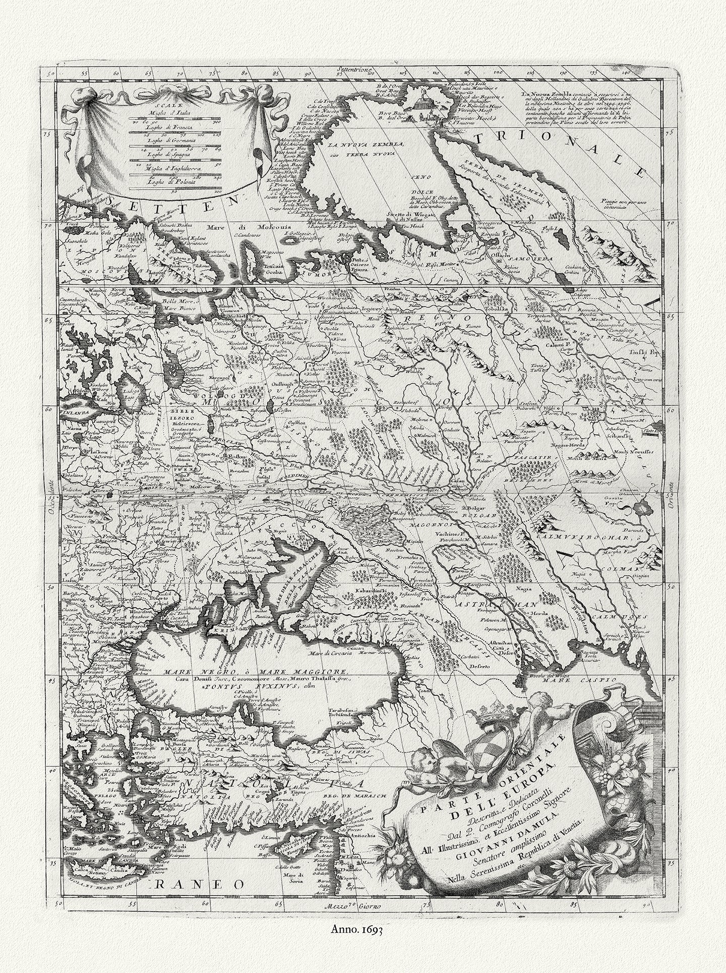 Europe: East: Parte Orientale dell' Europa (South Central Europe), 1693, Coronelli auth. - The Map Chest