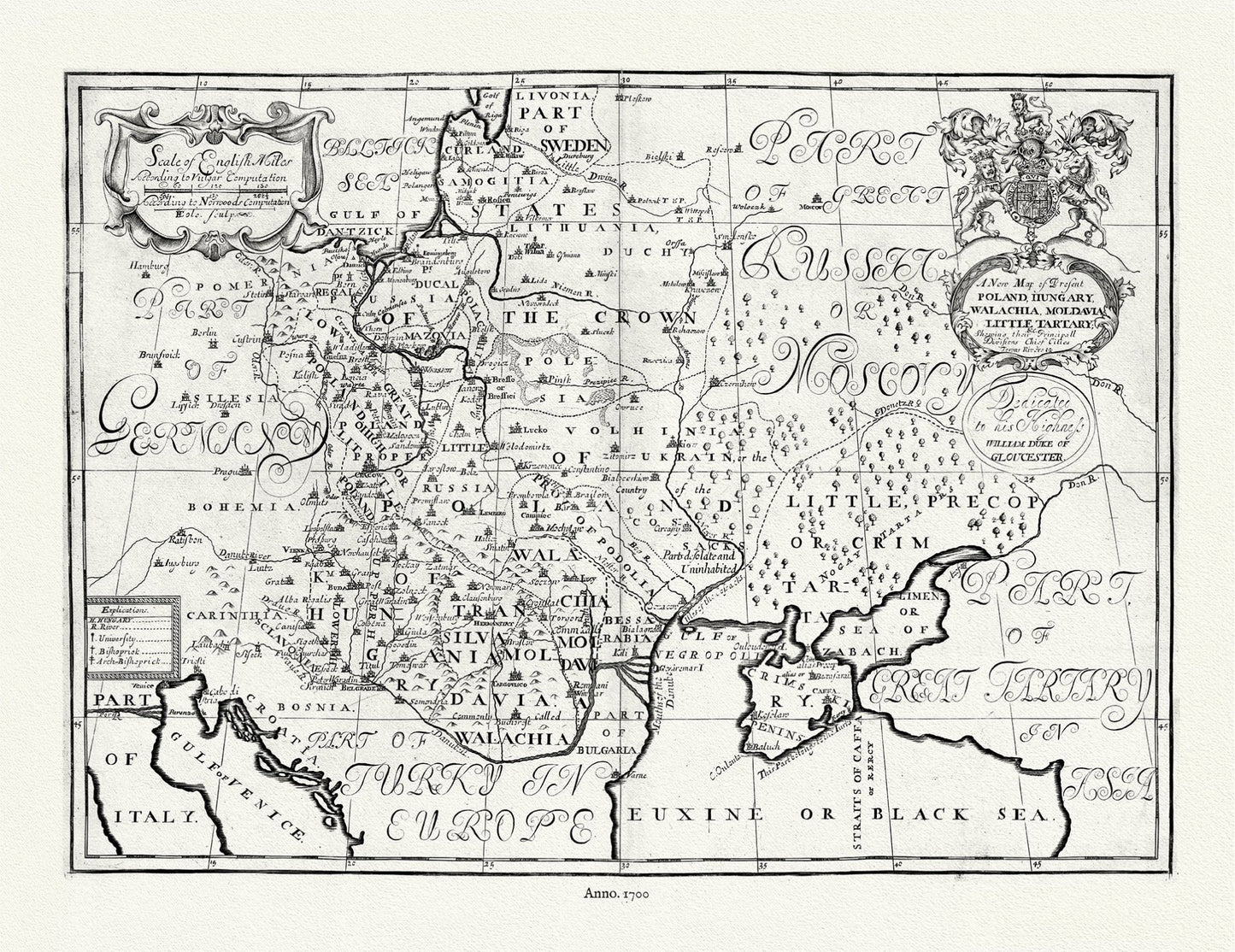 Europe: East: Poland: Poland, Hungary, Walachia, Moldavia, Little Tartary &c. 1700, Wells auth. - The Map Chest