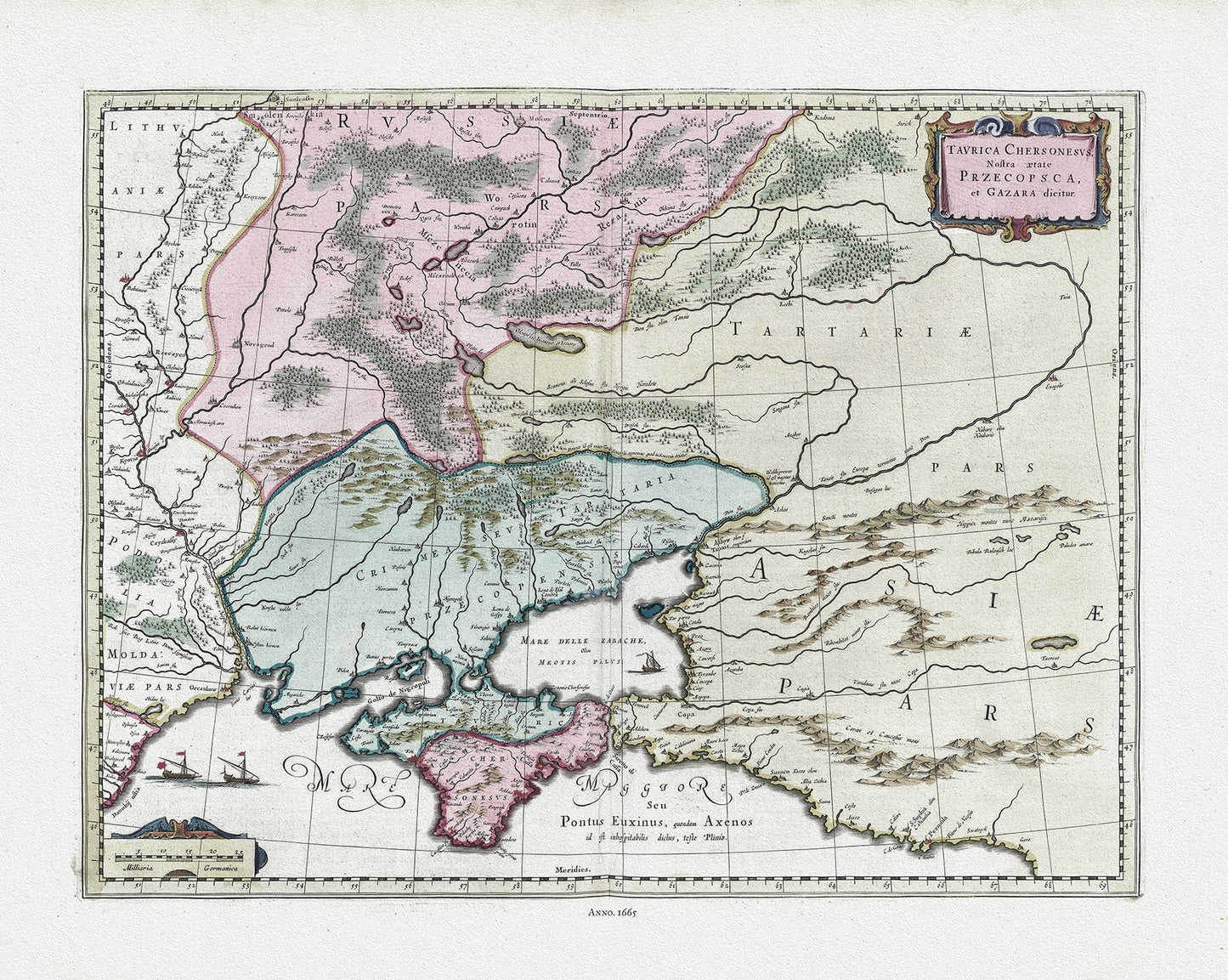 Europe: East: Ukraine: Blaue, Tavrica Chersonesvs (Ukraine), 1665 Ver. DS - The Map Chest