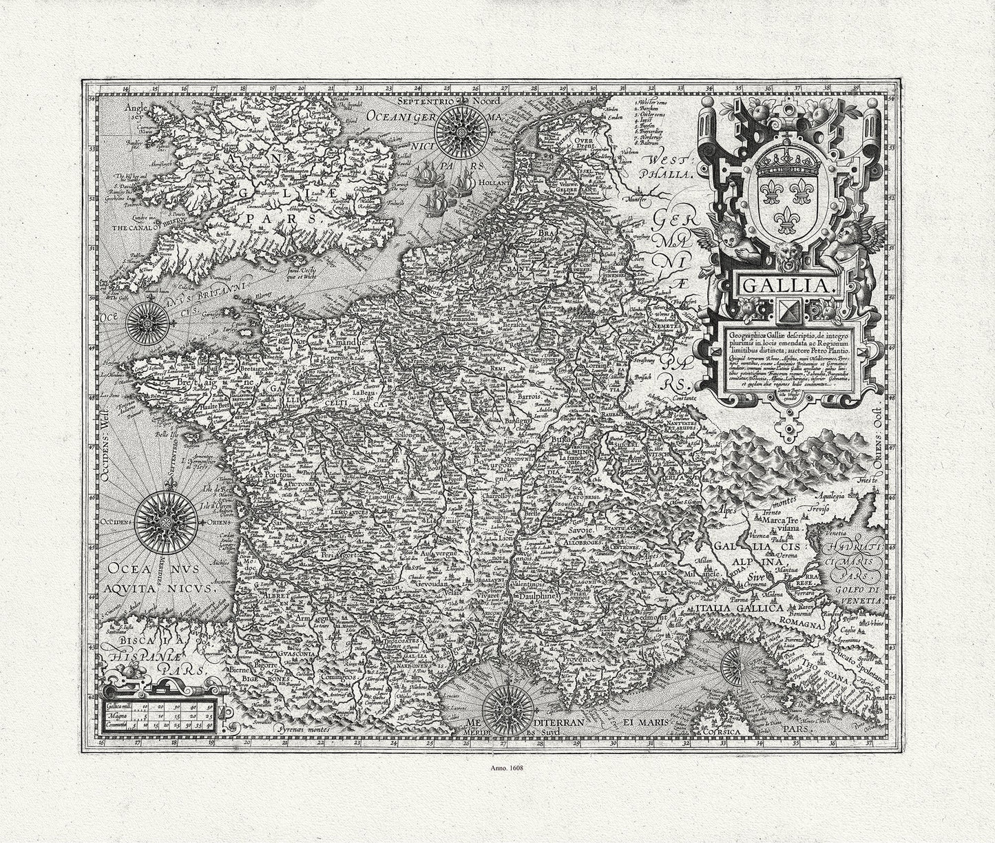 Europe: France, Gallia. Ortelius et Vrients, 1608 - The Map Chest