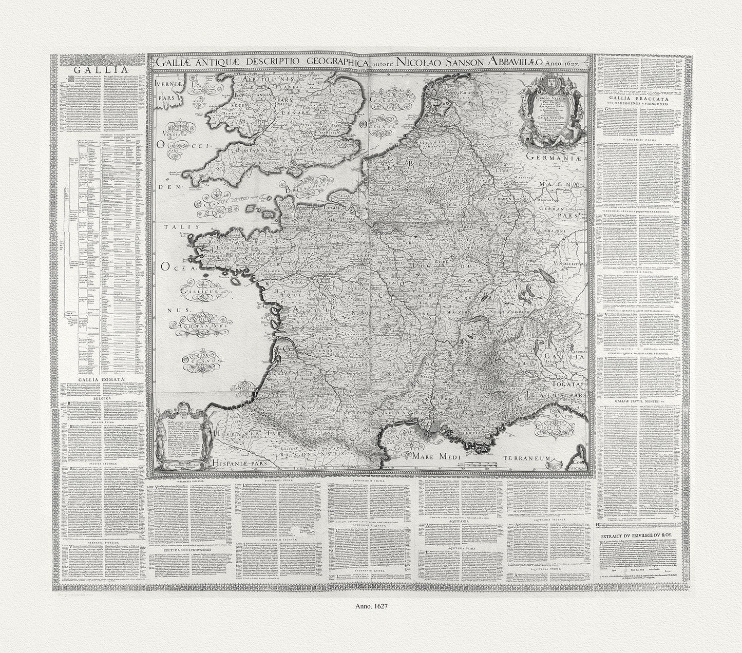 Europe: France: Galliæ Antiquæ Descriptio Geographica.1627.Sanson, Tavernier et Cordier - The Map Chest