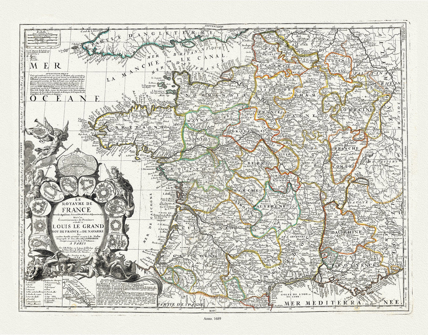 Europe: France: Le Royaume de France avec ses Aquisitions Suivant le Traité de Paix de Rysvvick Nolin auth., 1689 - The Map Chest