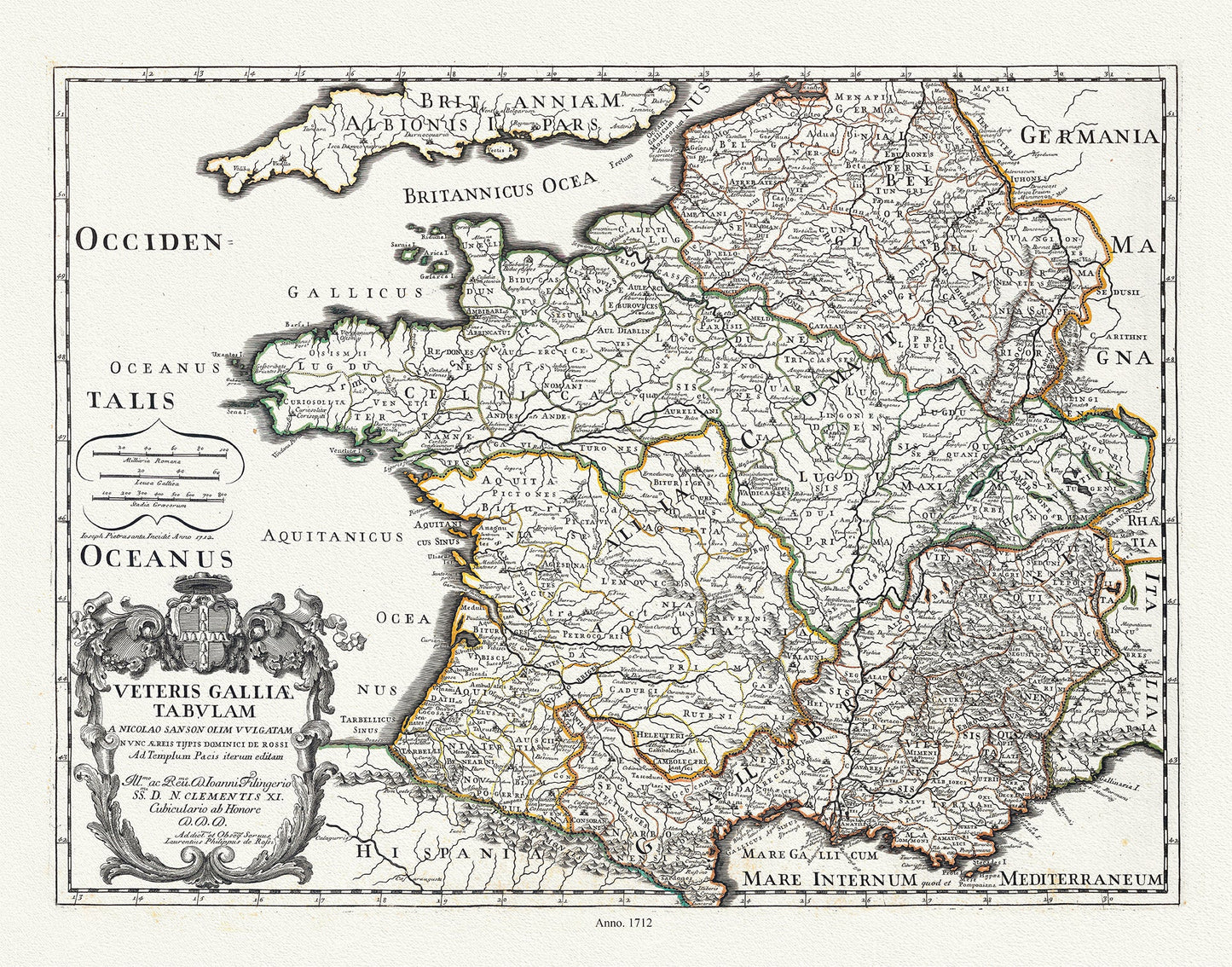 Europe: France: Veteris Galliae Tabulam, 1712, Rossi auth. - The Map Chest