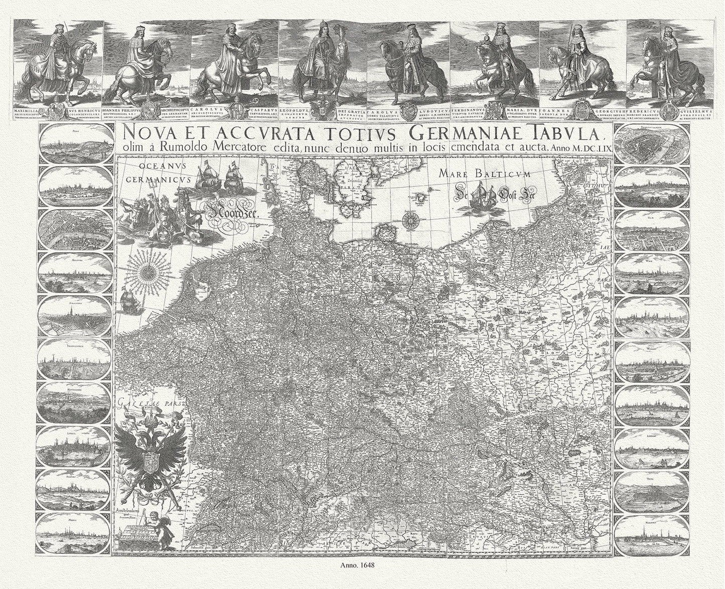 Europe: Germany: Germaniae, Nova et Accurata Tabula Totius,1648, Blaeu etTassin auth. - The Map Chest