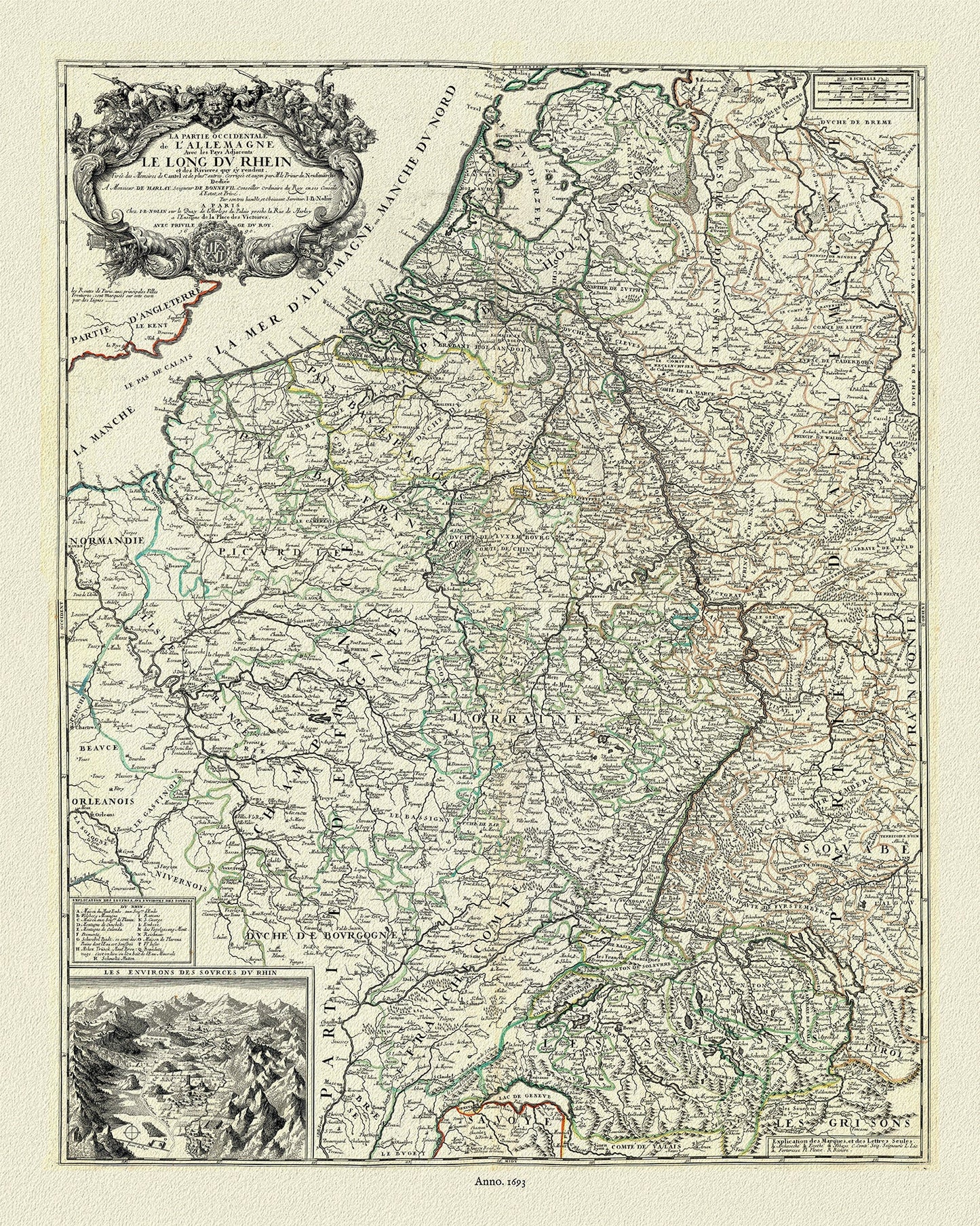 Europe: Germany: La Partie Occidentale de l'Allemagne, 1693, Nolin et al. auths. - The Map Chest
