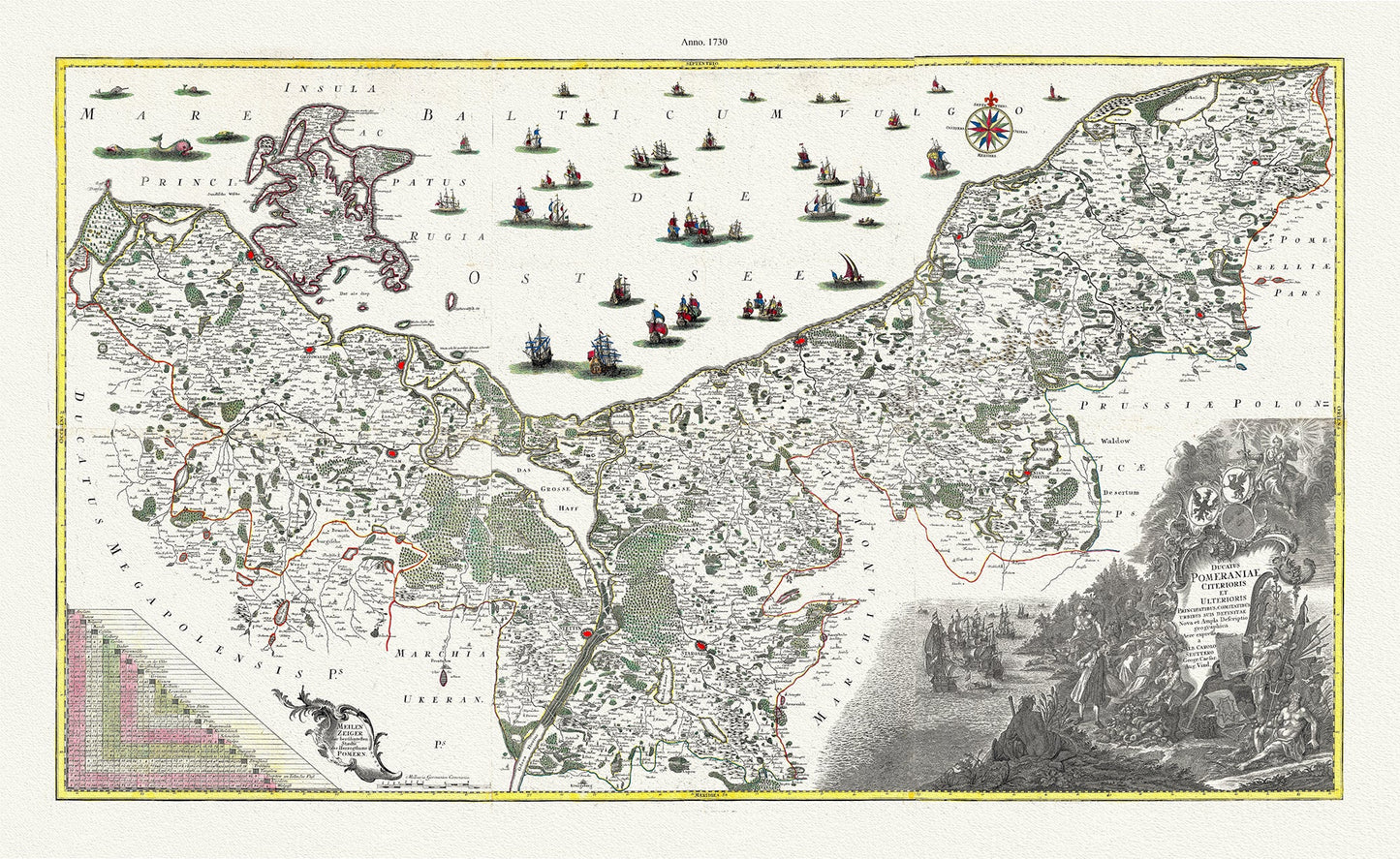 Europe: Germany: Pomeraniae Citerioris et Ulderioris (Germany),1730, Seutter, Matthaeus Seutter auth. - The Map Chest