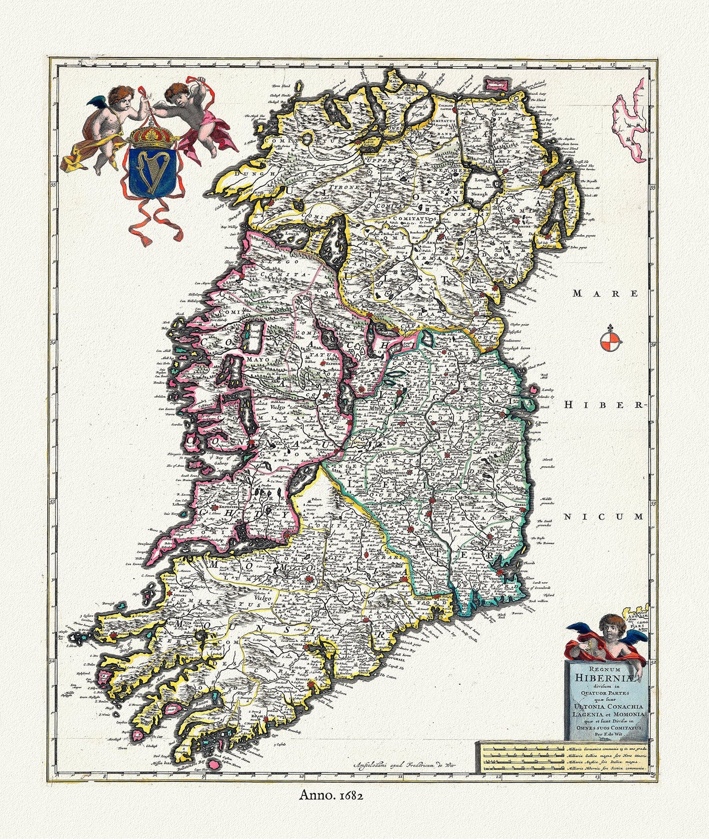 Europe: Irelandiae. Regnum Hiberniae. 1682. de Wit et Visscher auths. - The Map Chest